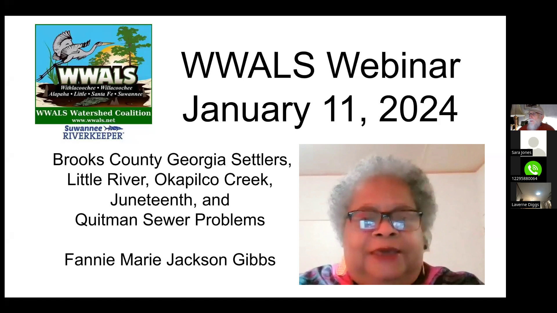 Fannie Gibbs, first WWALS Webinar