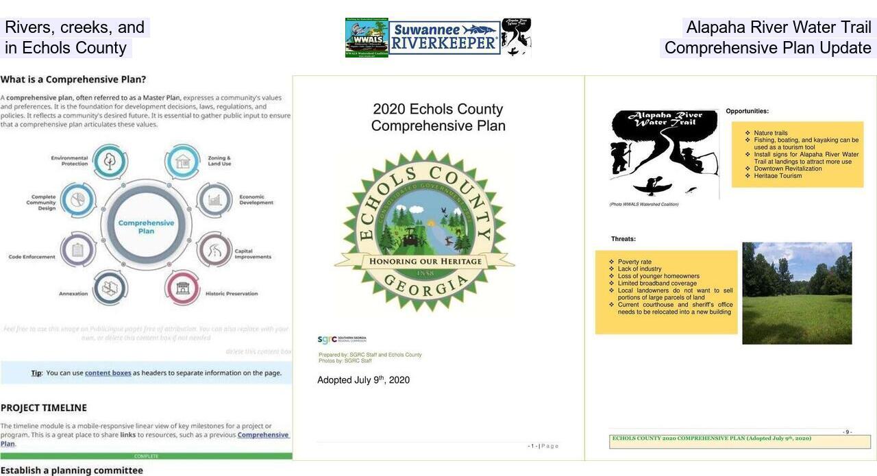 Rivers, creeks, and Alapaha River Water Trail in Echols County Comprehensive Plan Update