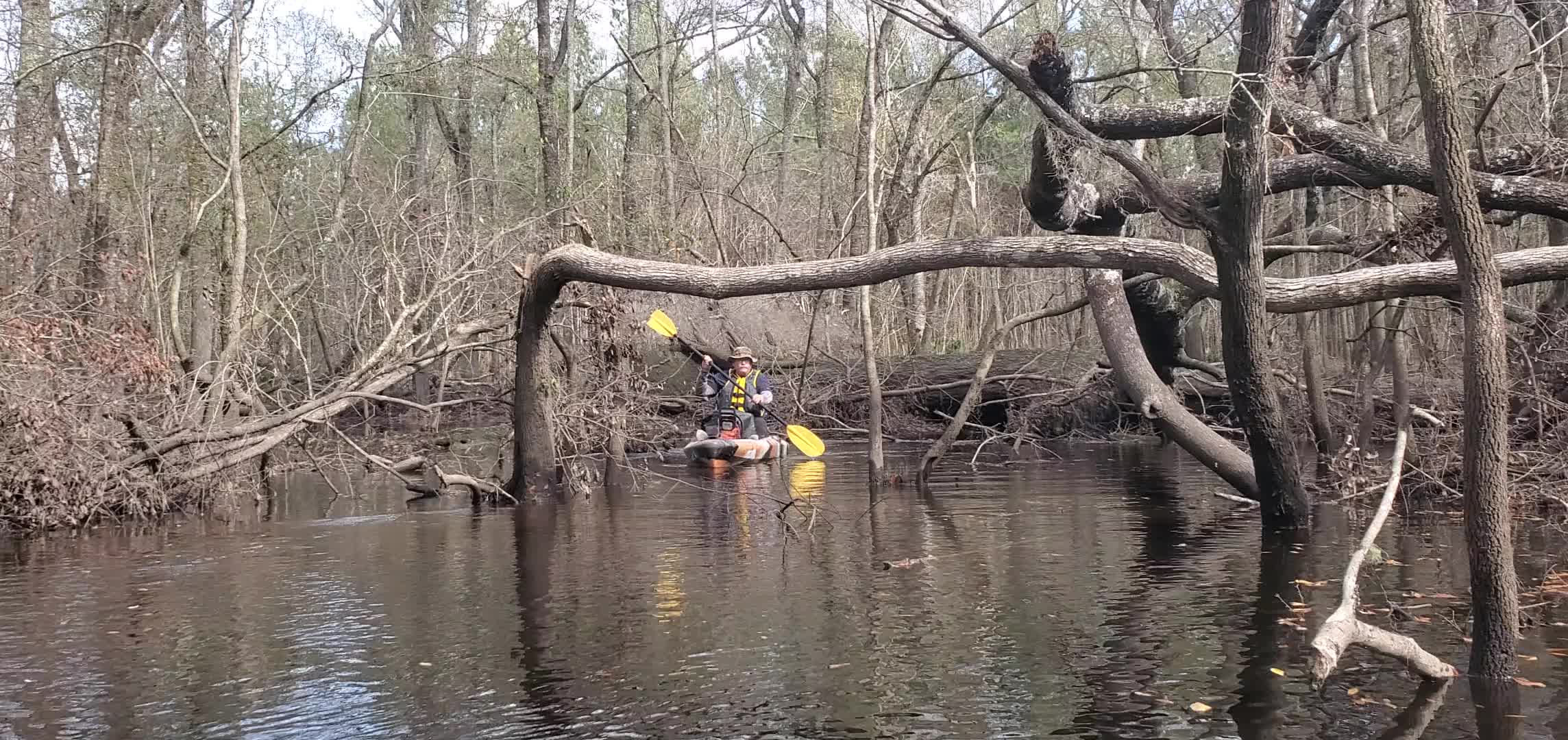 Movie: Shawn coming out of duck box slough, 13:35:12, 30.8714284, -83.3231498 (40M)