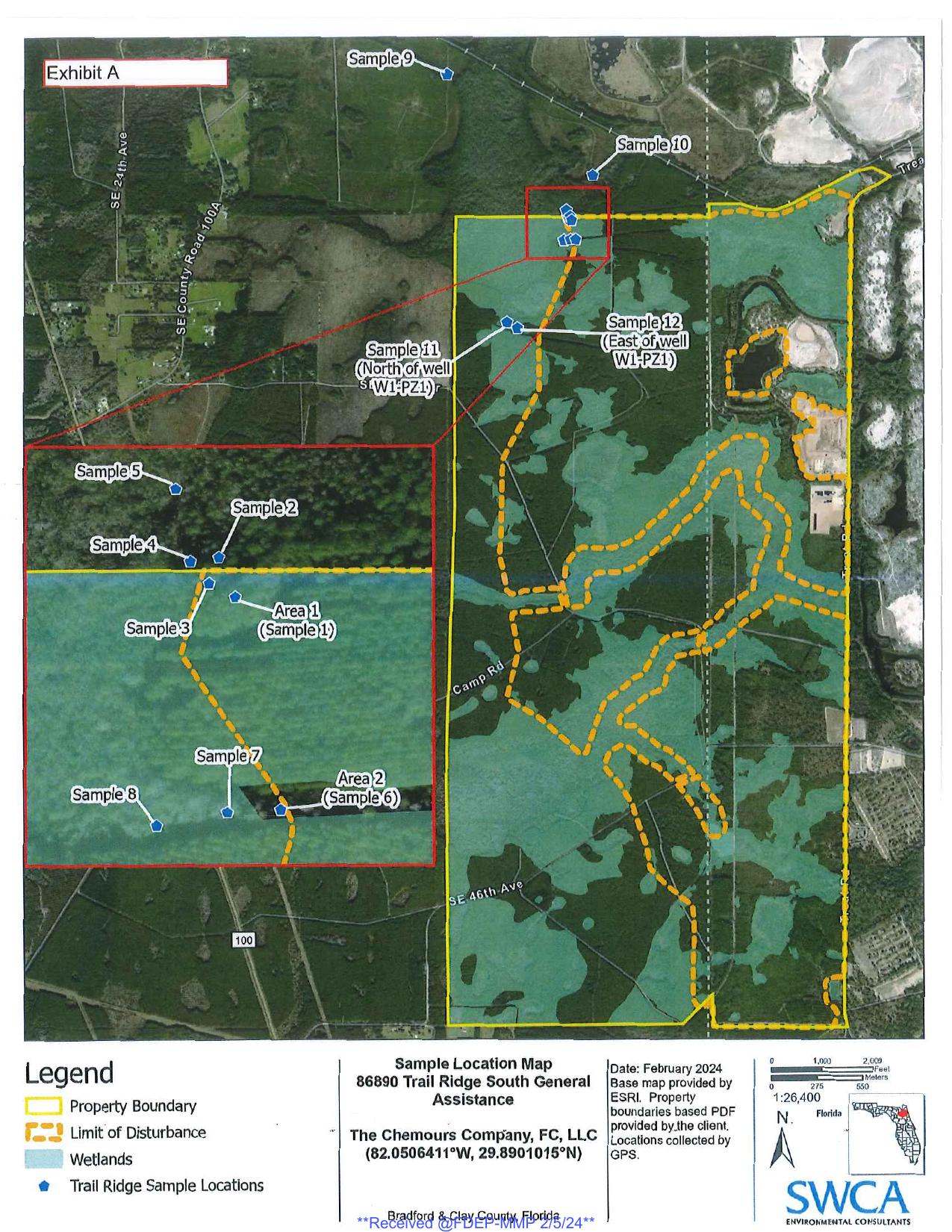 Sample Location Map, 86890 Trail Ridge South General Assistance --Chemours, 29.8901015, -82.0506411