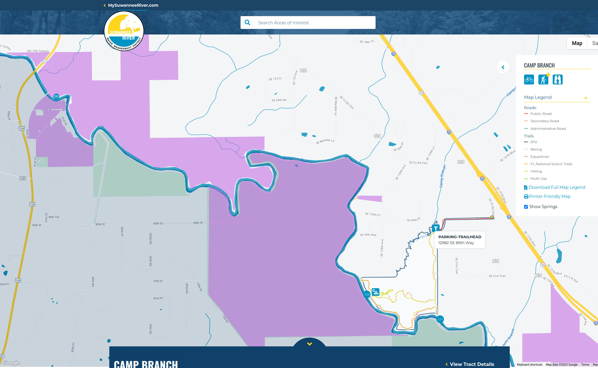 Camp Branch Trailhead parking 12982 SE 89th Way, White Springs, FL