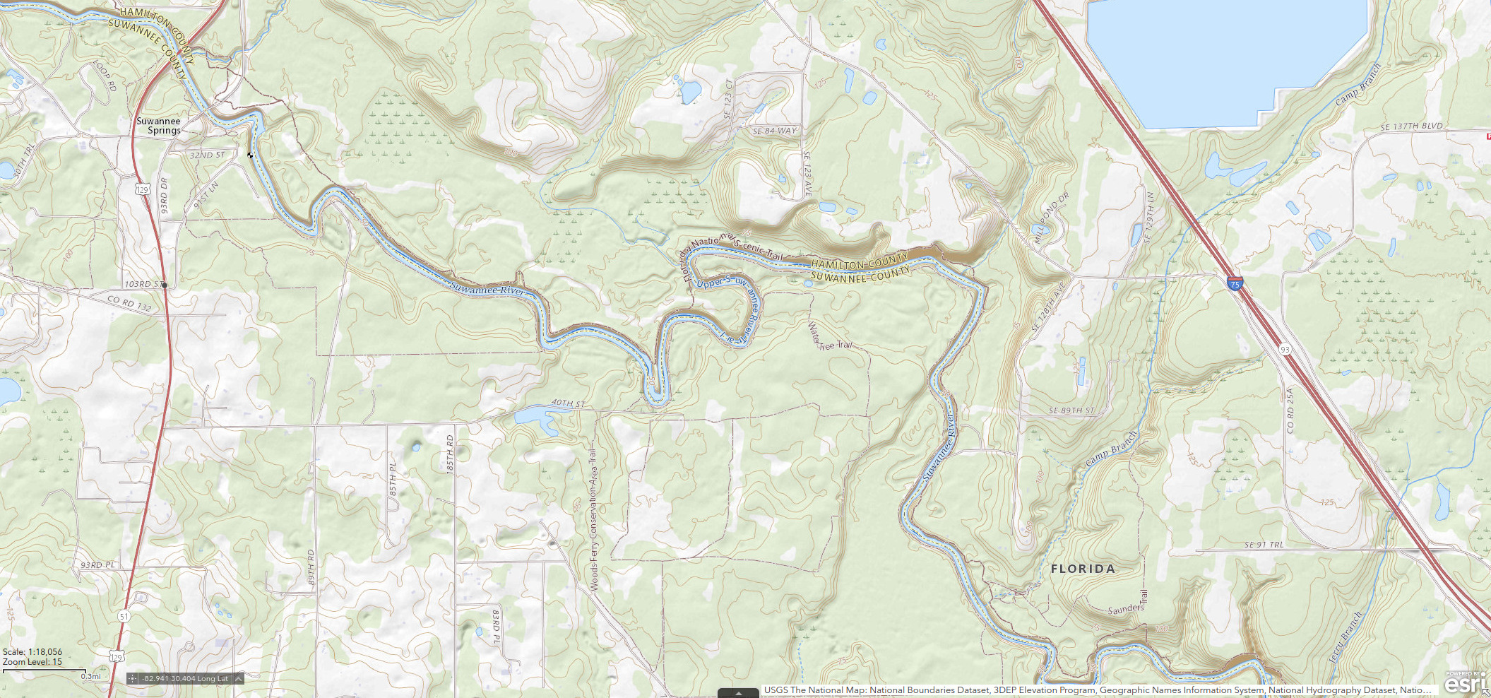 Florida National Scenic Trail from Camp Branch to Suwannee Springs in USGS The National Map