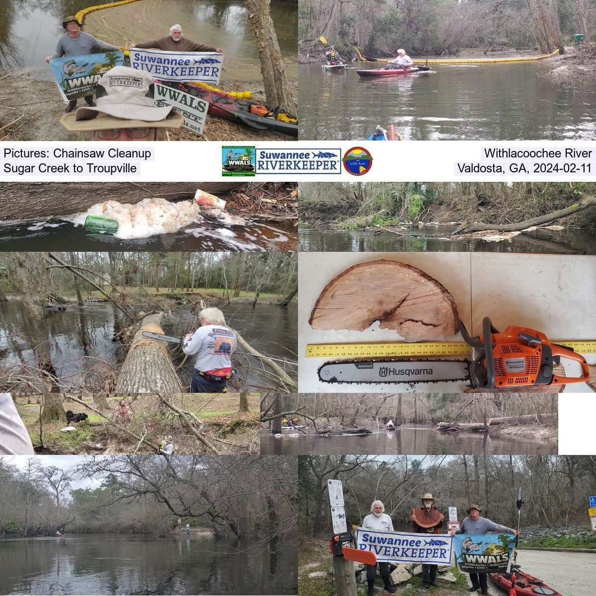 [Sawing Hurricane and other deadfalls, Sugar Creek, Withlacoochee River, Troupville Boat Ramp 2024-02-11]