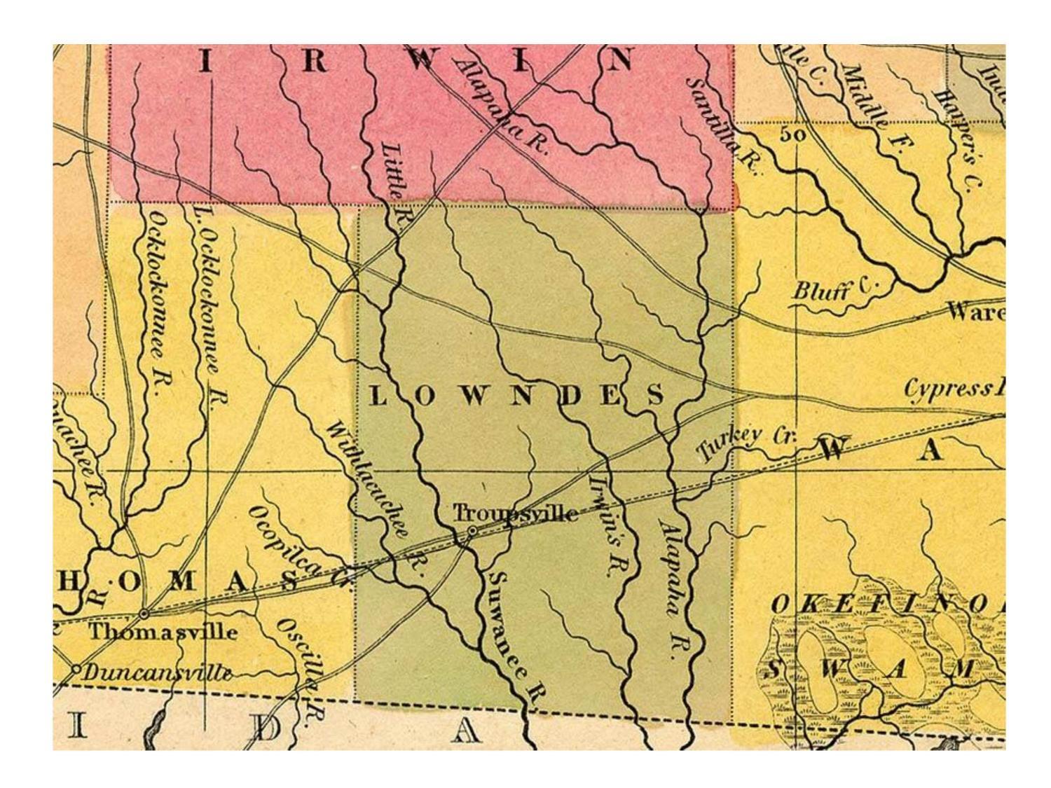 Historical Map: Lowndes County and Troupville 1846