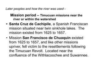 [Mission period – Timucuan missions near the river or within the watershed]