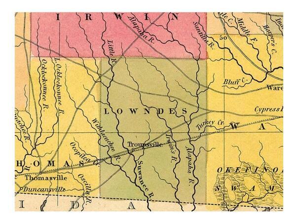 Historical Map: Lowndes County and Troupville 1846