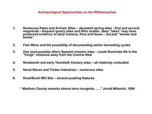 [Archaeological Opportunities on the Withlacoochee]