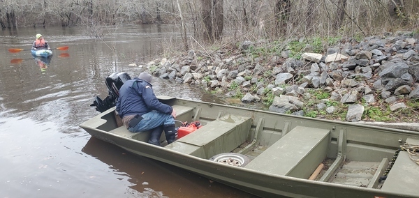 First time we've seen this jon boat in the water, 17:31:16, 30.8513710, -83.3474300