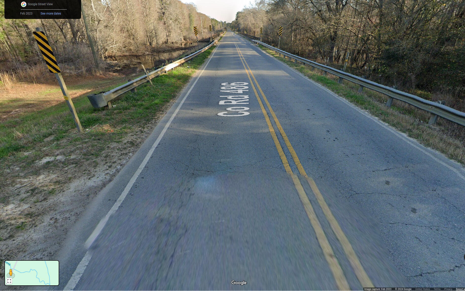 Ellenton Omega Road Warrior Creek Bridge in Google Streetview