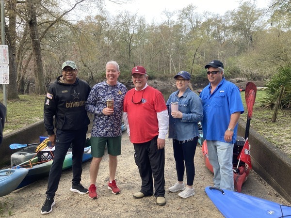 [Valdosta City Manager Richard Hardy, Mayor Scott James Matheson, Lowndes County Chairman Bill Slaughter, County Manager Paige Dukes, Joe Brownlee of Georgia Power at Langdale Park Boat Ramp --Gretchen Quarterman]