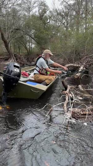 [Movie: Suwannee Riverkeeper sawing a deadfall --Bobby McKenzie, 30.8451896, -83.3466904 (3.8M)]