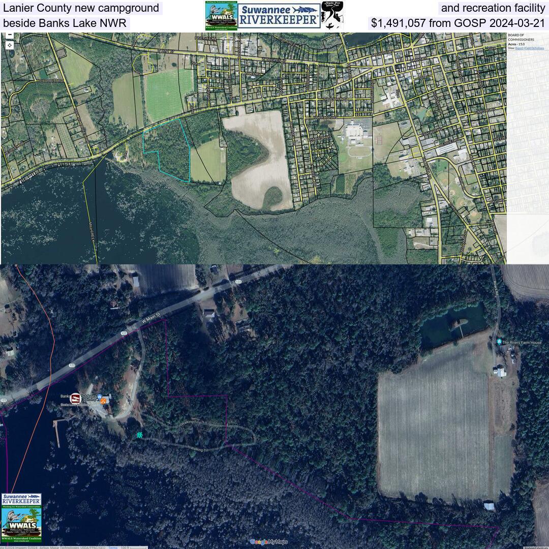 Lanier County new campground, and recreation facility, beside Banks Lake NWR, $1,491,057 from GOSP 2024-03-21