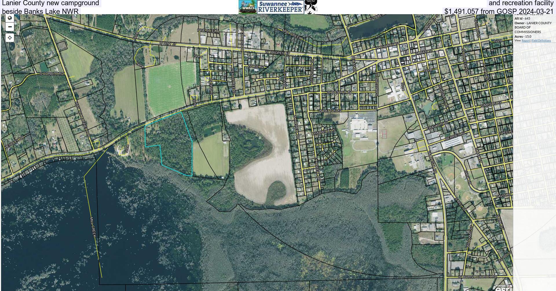 [Lanier County new campground, and recreation facility, beside Banks Lake NWR, $1,491,057 from GOSP 2024-03-21]