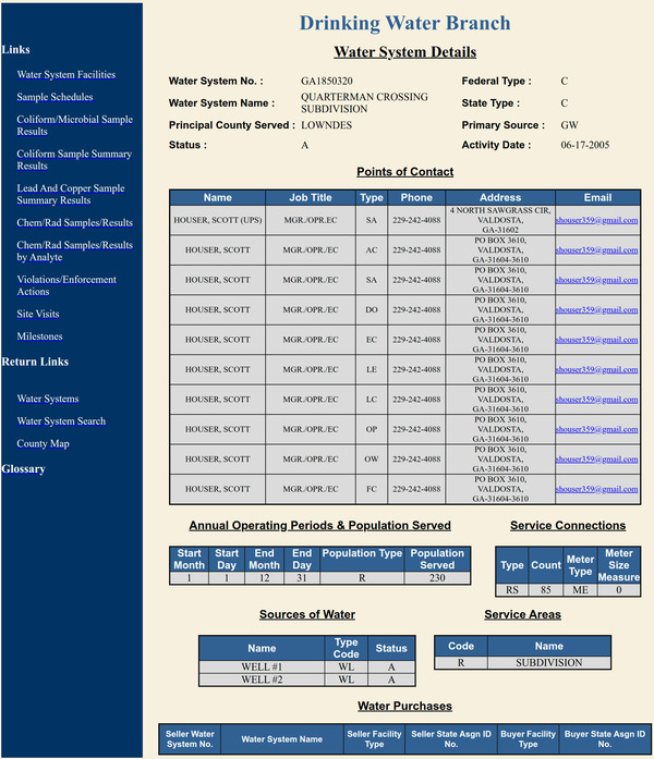 Water System Details