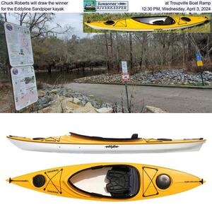 [Chuck Roberts will draw the winner, at Troupville Boat Ramp, for the Eddyline Sandpiper kayak, 12:30 PM, Wednesday, April 3, 2024]