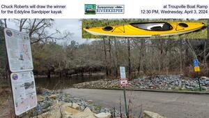 [Chuck Roberts will draw the winner, at Troupville Boat Ramp, for the Eddyline Sandpiper kayak, 12:30 PM, Wednesday, April 3, 2024]