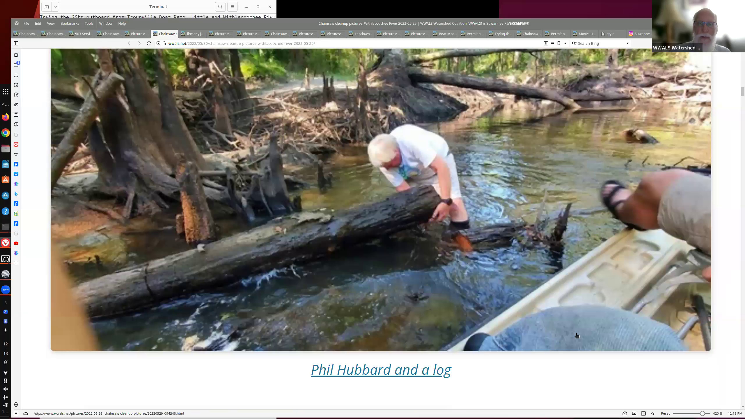 Phil with a log