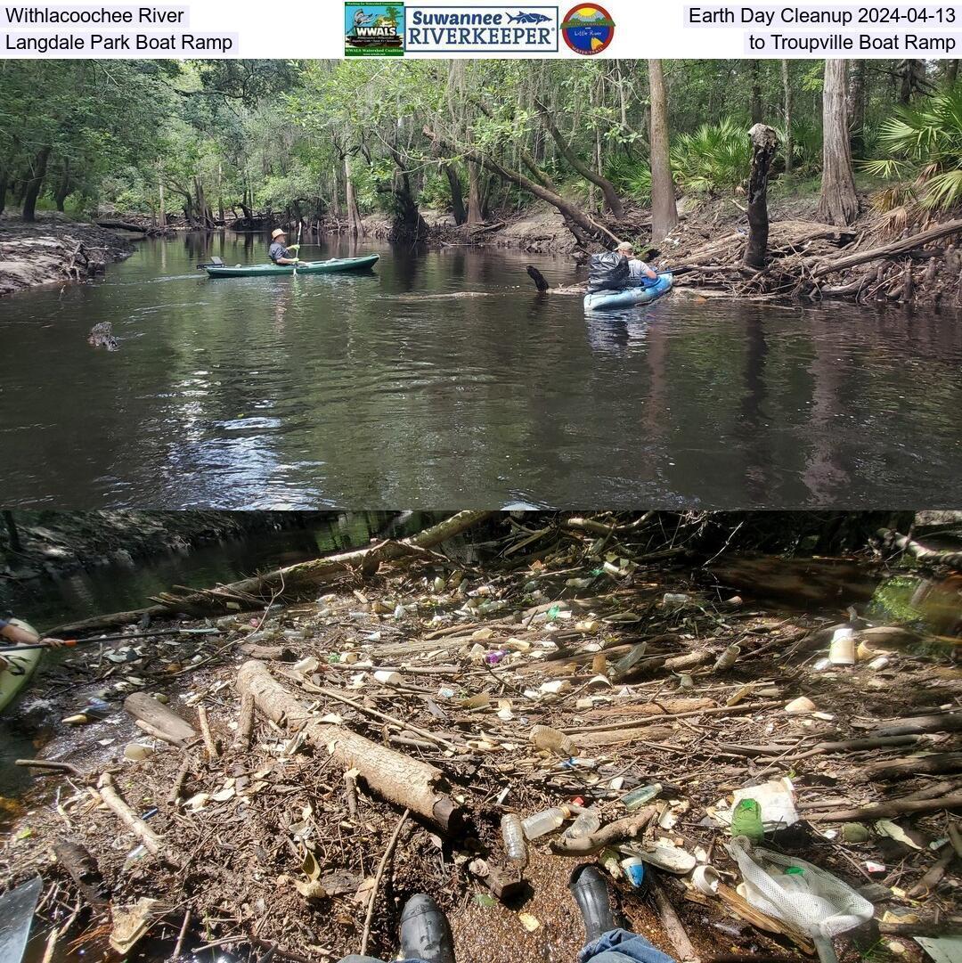 Withlacoochee River, Earth Day Cleanup 2024-04-13, Langdale Park Boat Ramp, to Troupville Boat Ramp