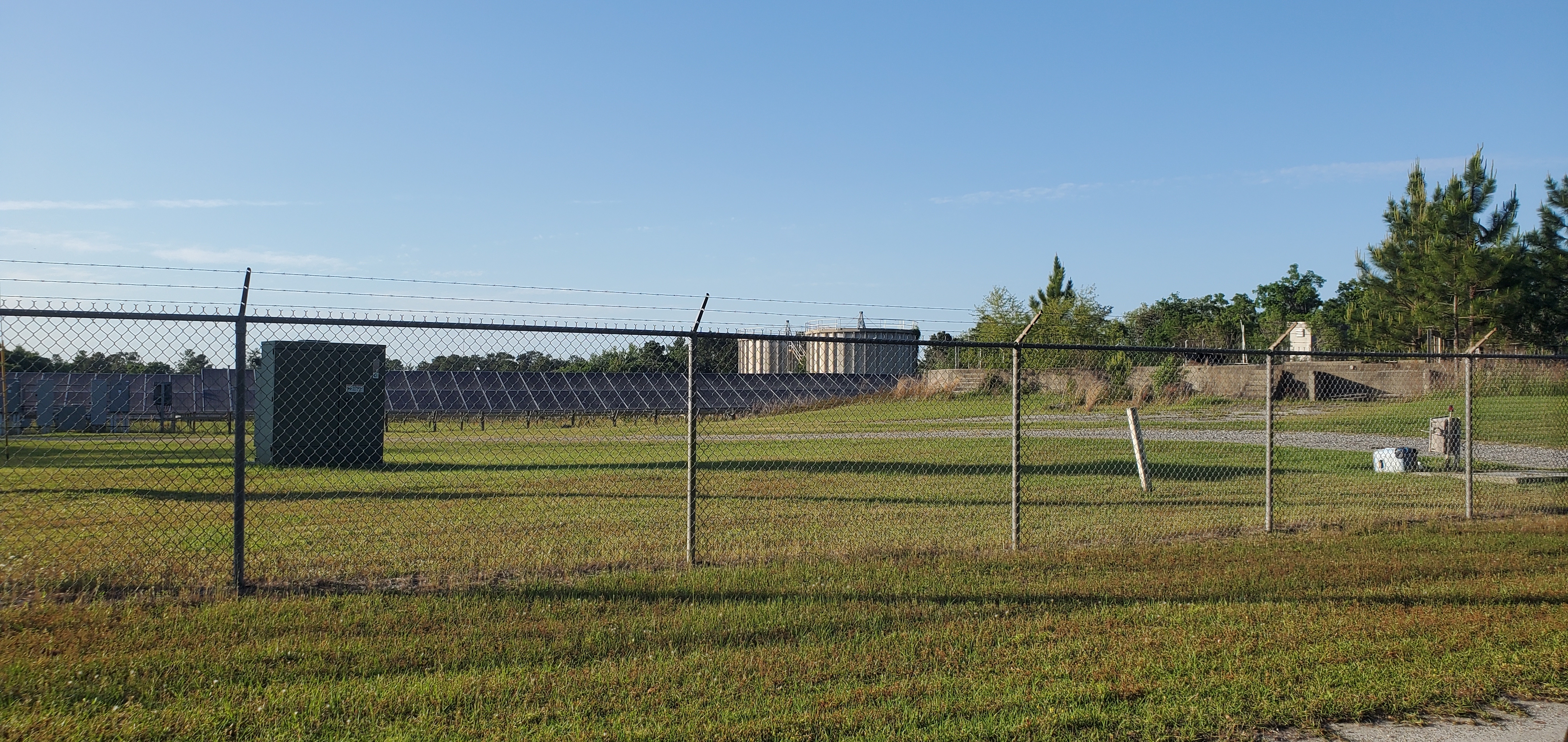 Solar panels at old closed WWTP, 2024:04:14 18:41:42, 30.8301760, -83.3557050