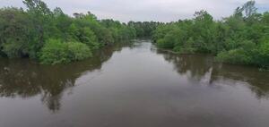 [Movie: Fast flow in the middle of Horn Bridge, State Line Boat Ramp, Withlacoochee River, 2024-04-16, 14:41:40, (74M), Withlacoochee River, 2024-04-16, 30.635440, -83.311527]