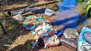 [Sugar Creek Cleanup, 2024-04-13 --Suzy Hall]