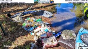 [Earth Day 2024, Planet vs. Plastics 2024-04-20, Trash cans, Trash traps, cleanups, Plastic bans and bottle bills]