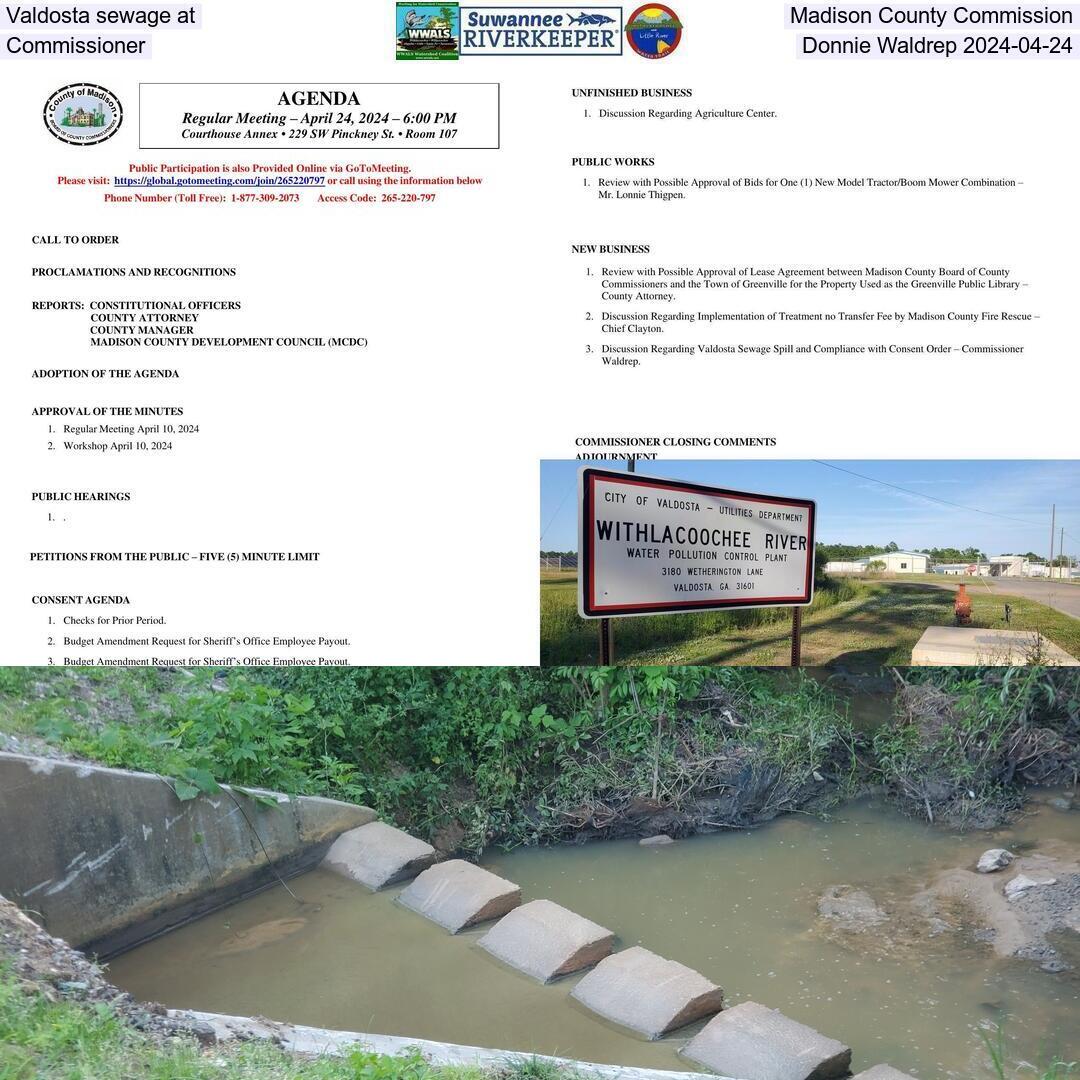 Valdosta sewage at Madison County Commission, Commissioner Donnie Waldrep 2024-04-24