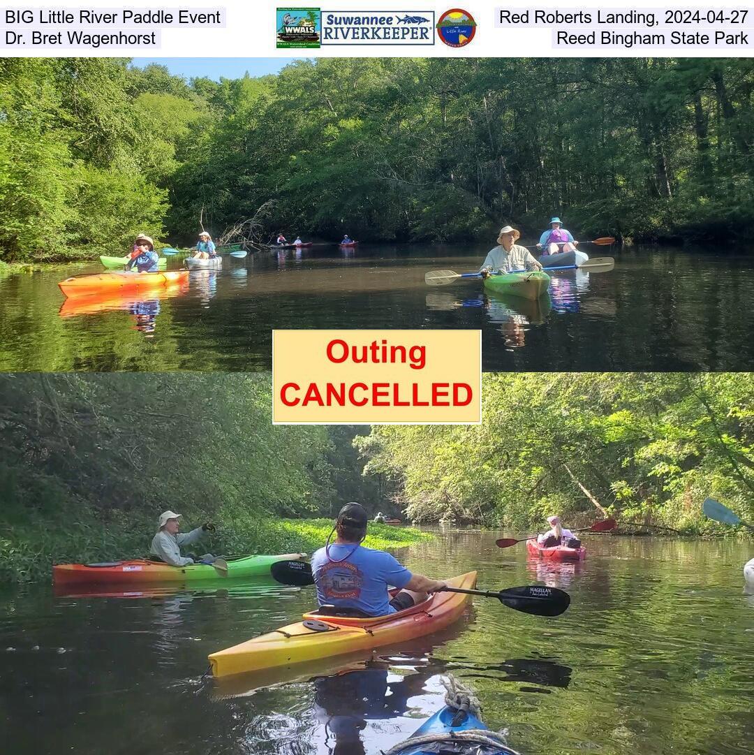 BIG Little River Paddle Event, Red Roberts Landing, 2024-04-27, led by Dr. Bret Wagenhorst to Reed Bingham State Park (Instagram)