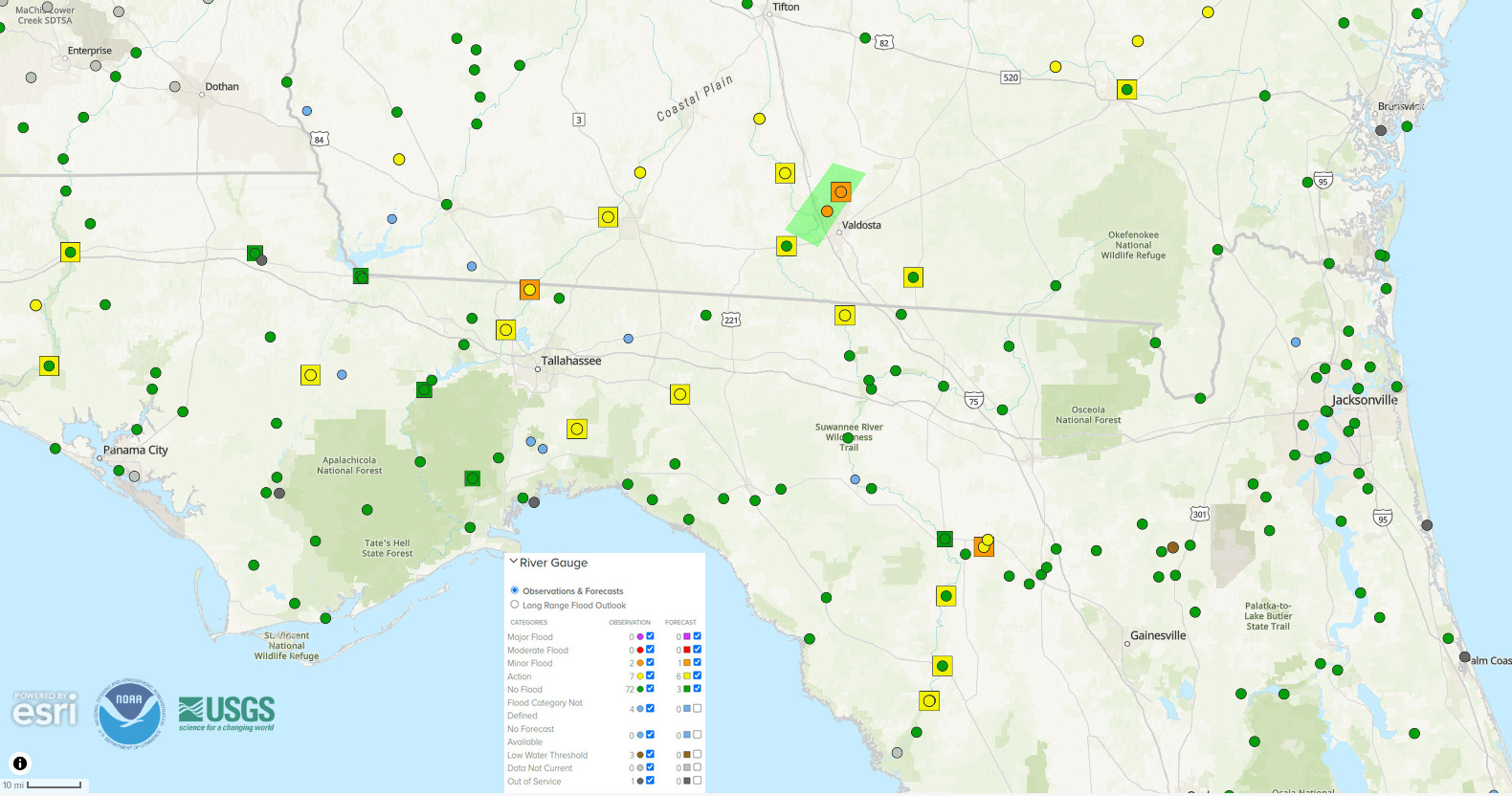 Narrow NOAA river levels 2024-05-15