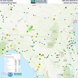 [No spills reported, after rains 2024-05-15, Suwannee River Basin, Georgia and Florida]