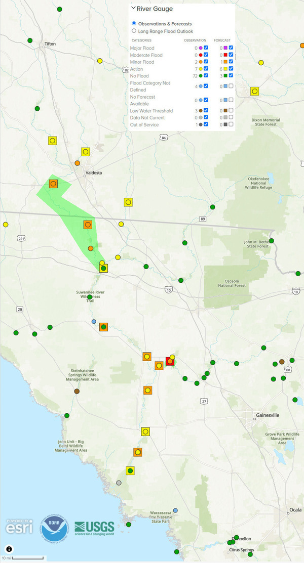 [Map: NOAA River levels 2024-05-24]