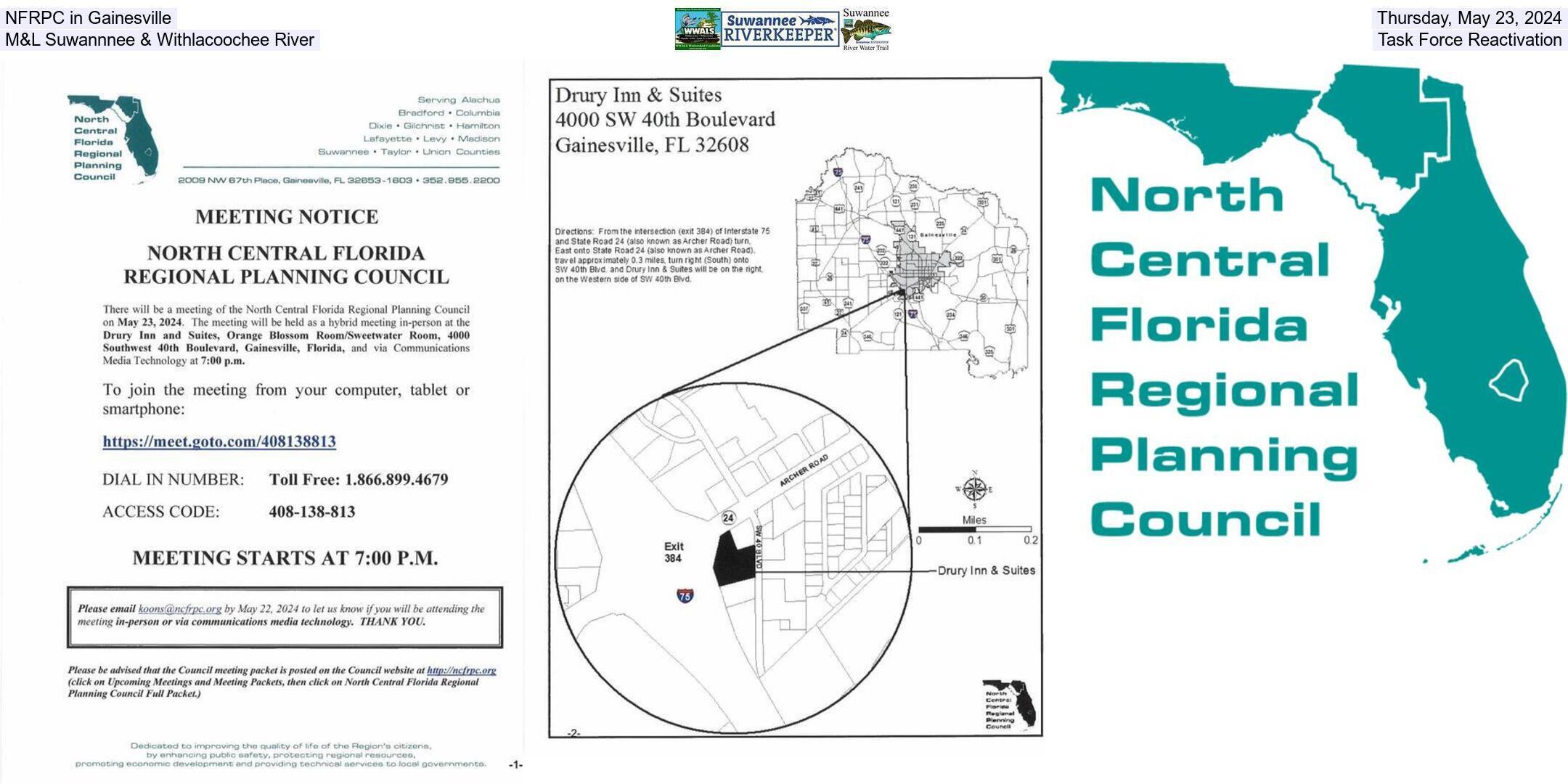 NFRPC in Gainesville, Thursday, May 23, 2024, M&L Suwannnee & Withlacoochee River Task Force Reactivation