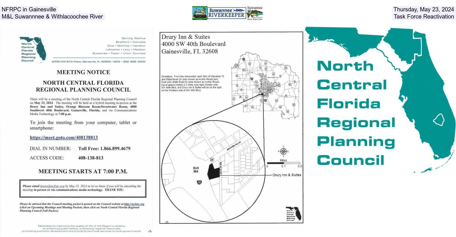 NFRPC in Gainesville, Thursday, May 23, 2024, M&L Suwannnee & Withlacoochee River Task Force Reactivation