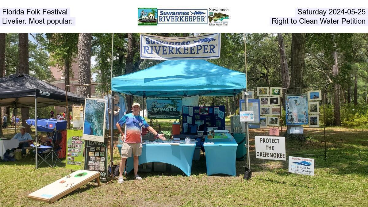 Florida Folk Festival, Saturday 2024-05-25, Livelier. Most popular:, Right to Clean Water Petition