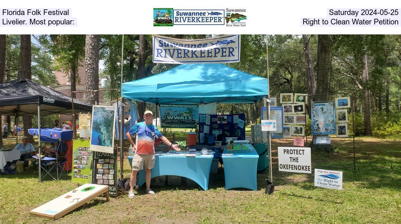 Florida Folk Festival, Saturday 2024-05-25, Livelier. Most popular:, Right to Clean Water Petition