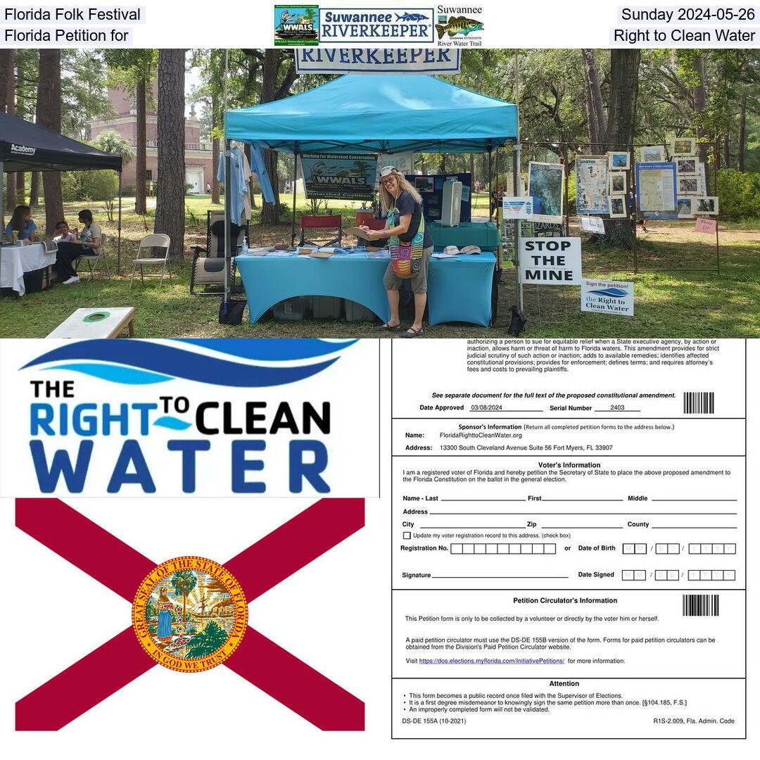 Florida Folk Festival, Sunday 2024-05-26, Florida Petition for Right to Clean Water