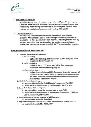 [Projects to address Inflow & Infiltration (I&I)]