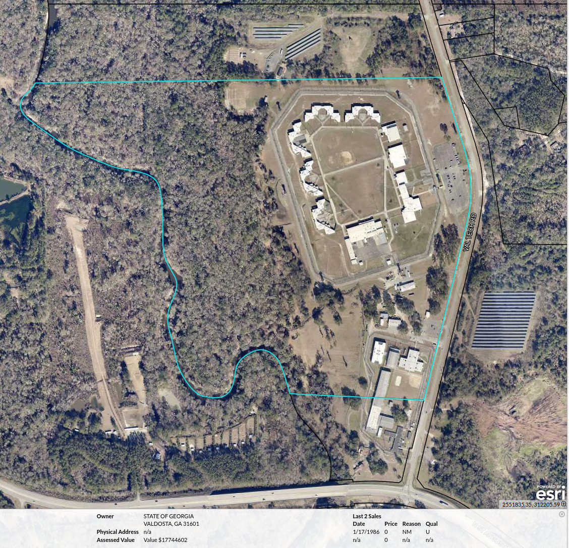 Map: Valdosta State Prison in Lowndes County Tax Assessors