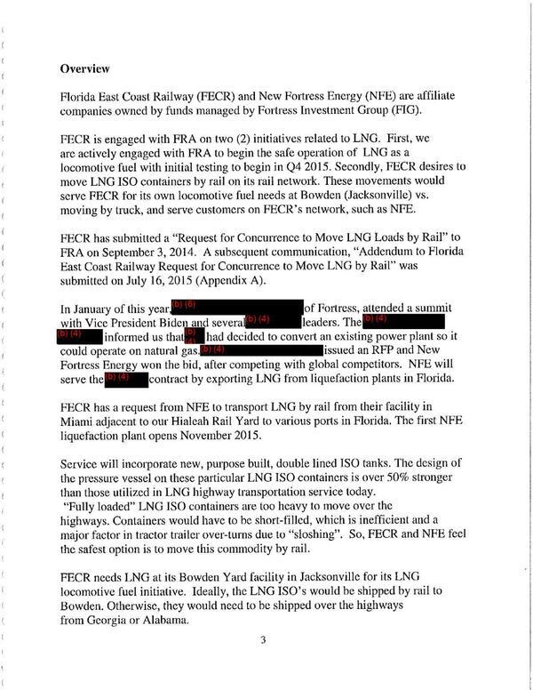 Florida East Coast Railway (FECR) and New Fortress Energy (NFE) are affiliate companies owned by funds managed by Fortress Investment Group (FIG).