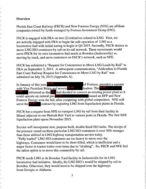 [Florida East Coast Railway (FECR) and New Fortress Energy (NFE) are affiliate companies owned by funds managed by Fortress Investment Group (FIG).]