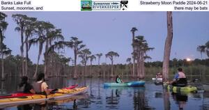 [Banks Lake Full, Strawberry Moon Paddle 2024-06-21, Sunset, moonrise, and there may be bats]