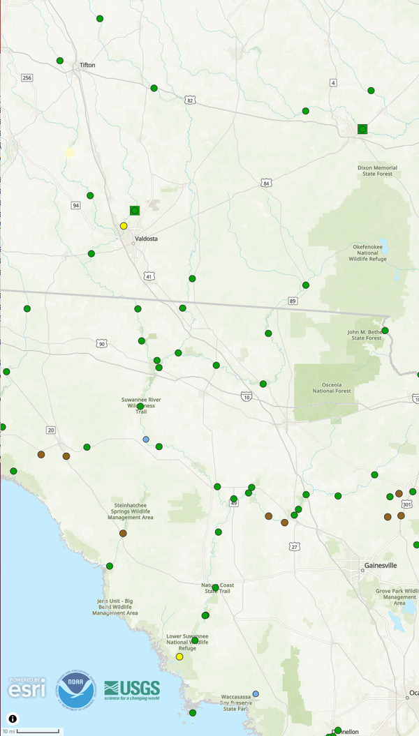 [Map: NOAA water levels 2024-07-05]