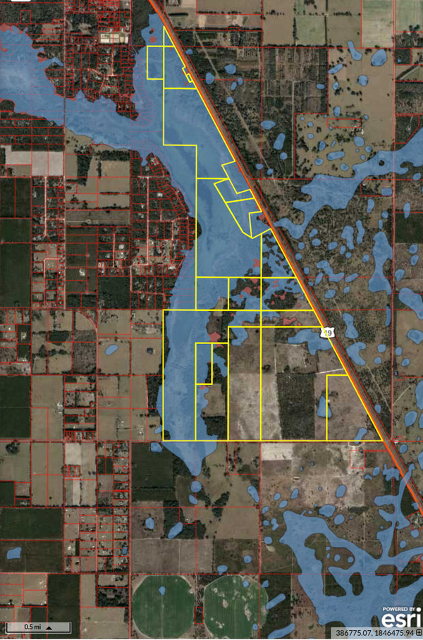 Map: Rezoning area floodplain --Levy County Property Appraiser