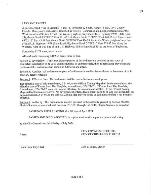 The effective date of this amendment, Z 24-01, to the Official Zoning Map shall be the same date as the effective date of Future Land Use Plan Map Amendment, CPA 24-02.