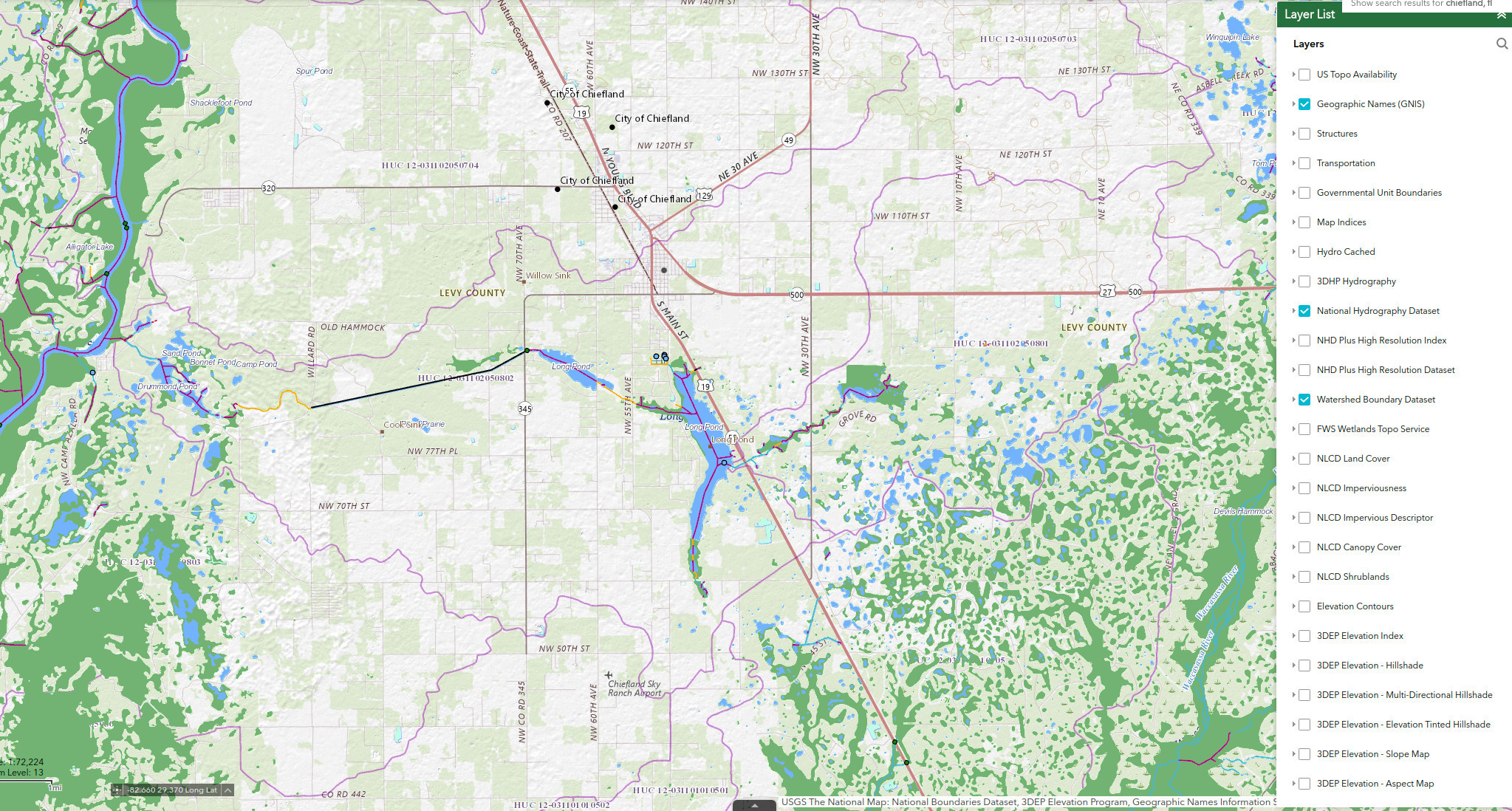 Map: Long Pond to Suwannee River --The National Map