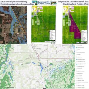 [2,109-acre 50-year PUD rezoning, in Agricultural / Rural Residential Area, Floodplain upstream from Suwannee River, City of Chiefland, FL 2024-07-08]