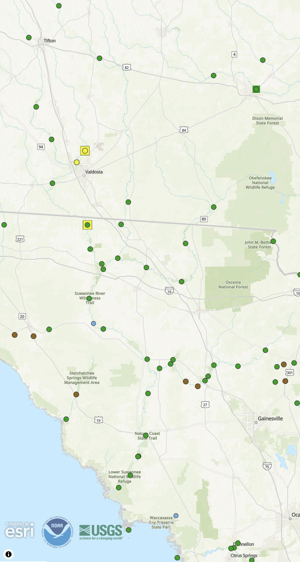 [Map: NOAA water levels 2024-07-12]