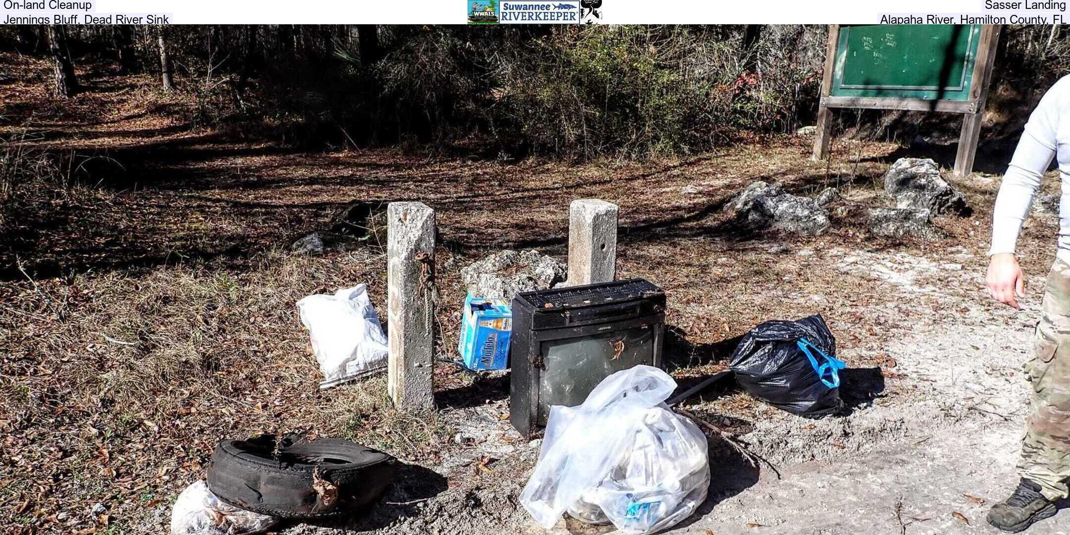 On-land Cleanup, Sasser Landing, Jennings Bluff, Dead River Sink, Alapaha River, Hamilton County, FL