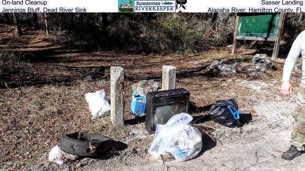 On-land Cleanup, Sasser Landing, Jennings Bluff, Dead River Sink, Alapaha River, Hamilton County, FL