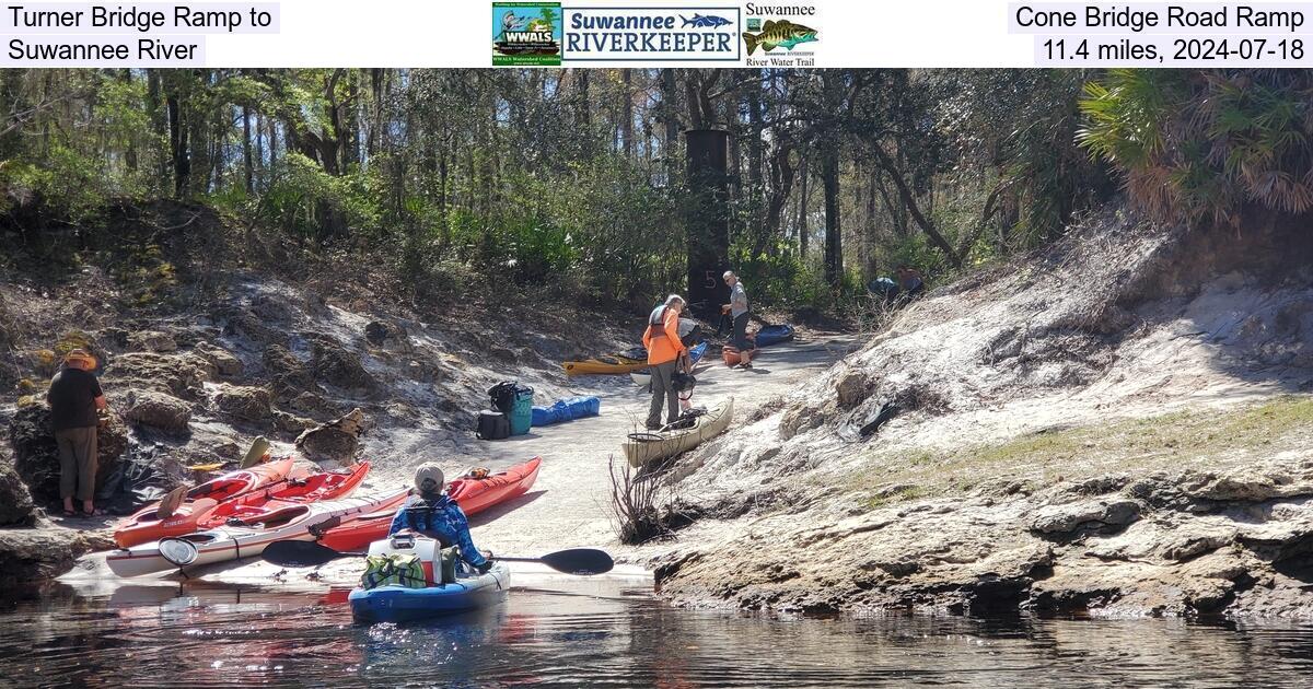 Turner Bridge Ramp to, Cone Bridge Road Ramp, Suwannee River, 11.4 miles, 2024-05-18